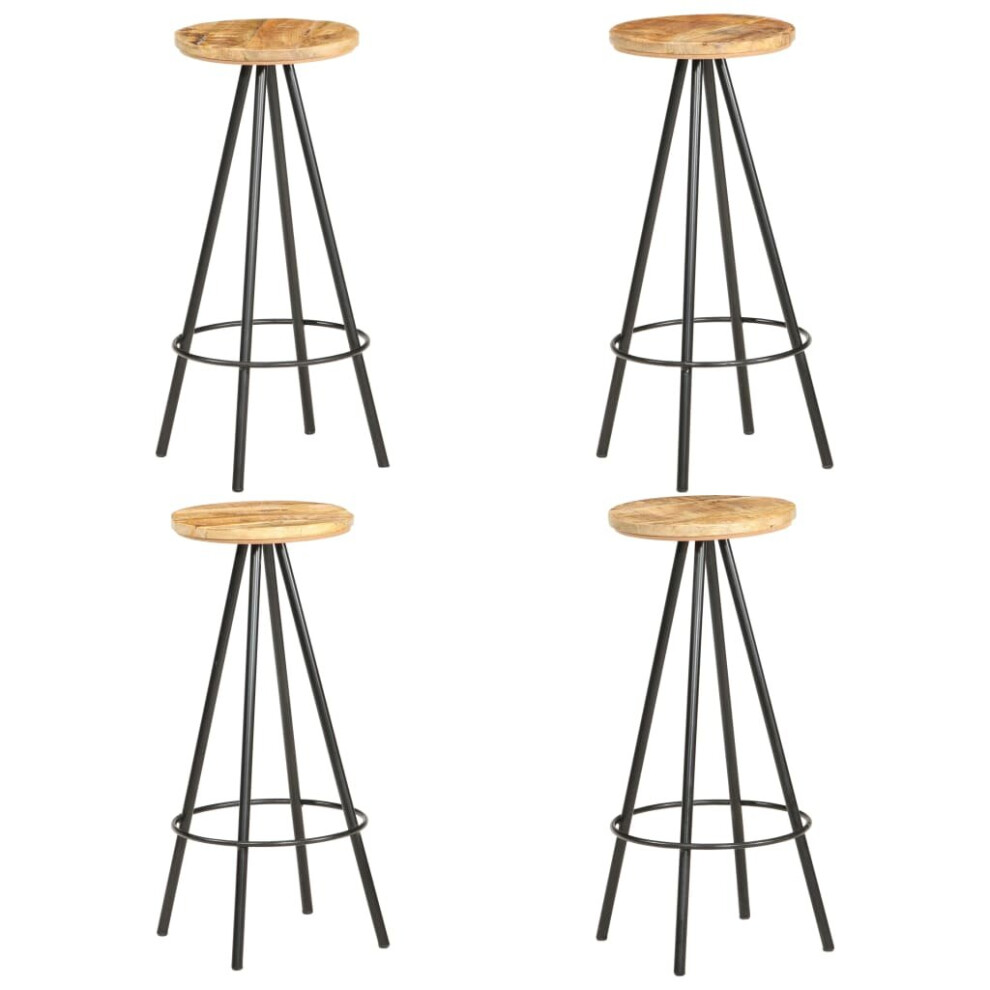 Vidaxl Rough Mango Wood 4X Bar Stools Home Wooden Counter Chair Furniture