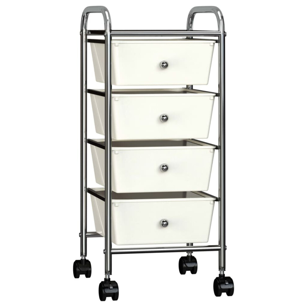 vidaXL 4-Drawer Mobile Storage Trolley White Plastic Beauty Salon Trolley