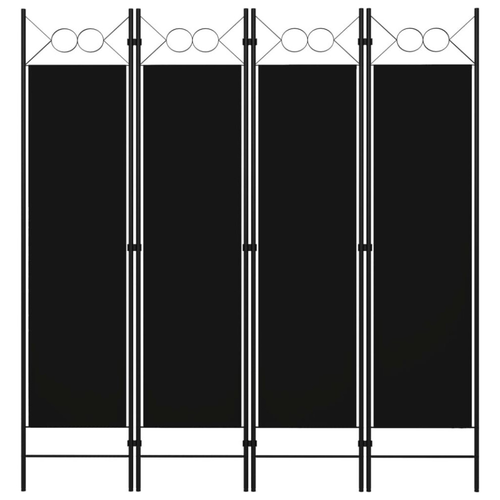 vidaXL 4-Panel Room Divider Black 160x180 Cm Wall Partition Screen Separator