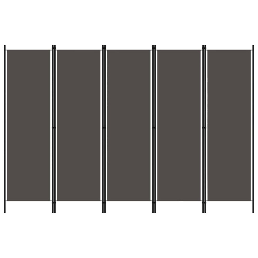 Vidaxl 5-Panel Room Divider 250X180 Cm Partition Screen Separator Anthracite