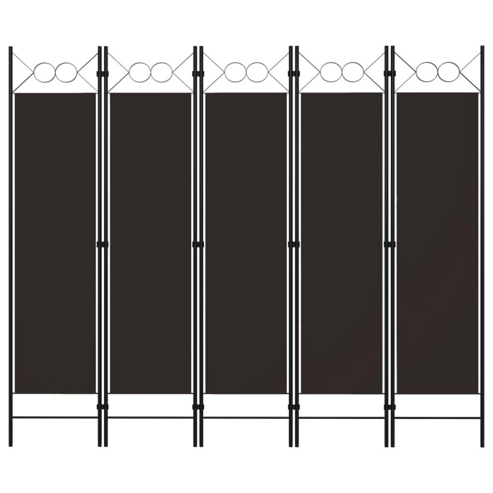 vidaXL 5-Panel Room Divider Brown 200x180 cm Wall Partition Screen Separator