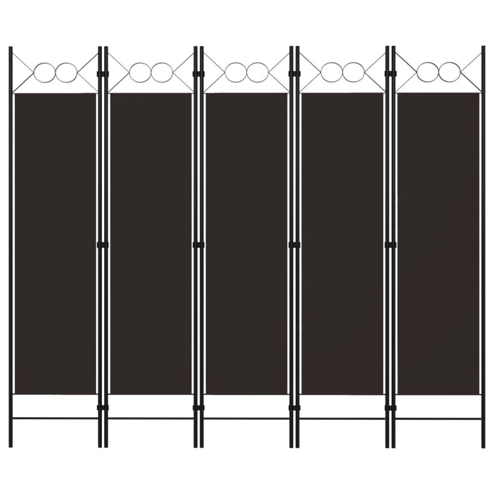 vidaXL  5-Panel Room Divider Brown 200x180 cm