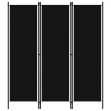 vidaXL 3-Panel Room Divider Black 150x180 cm Wall Partition Screen Separator