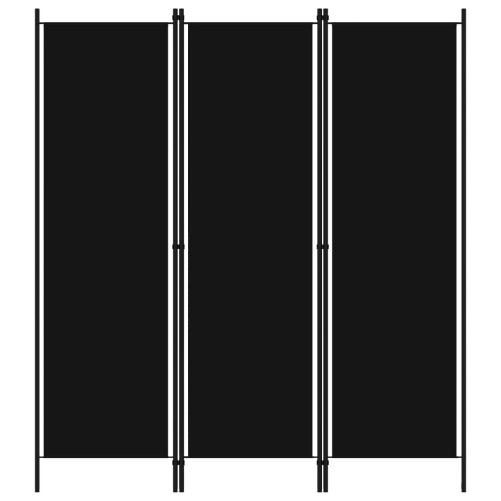 vidaXL 3-Panel Room Divider Black 150x180 cm Wall Partition Screen Separator