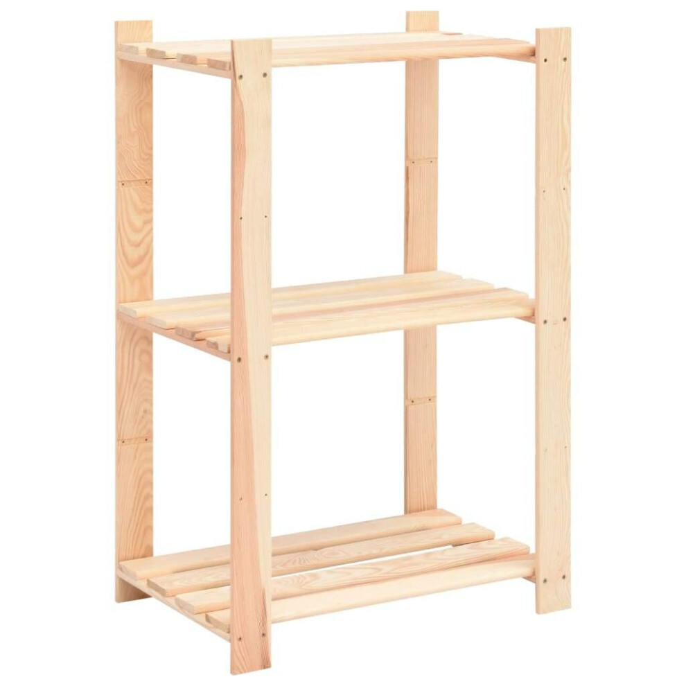 vidaXL Solid Pinewood 3-Tier Storage Rack 60x38x90cm 150kg Organiser Unit