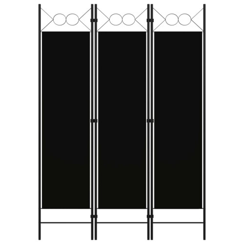vidaXL 3-Panel Room Divider Black 120x180 cm Wall Partition Screen Separator