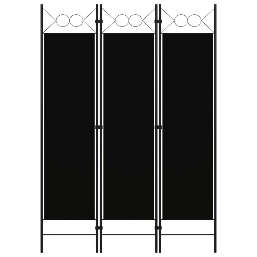 vidaXL 3-Panel Room Divider Black 120x180 cm Wall Partition Screen Separator