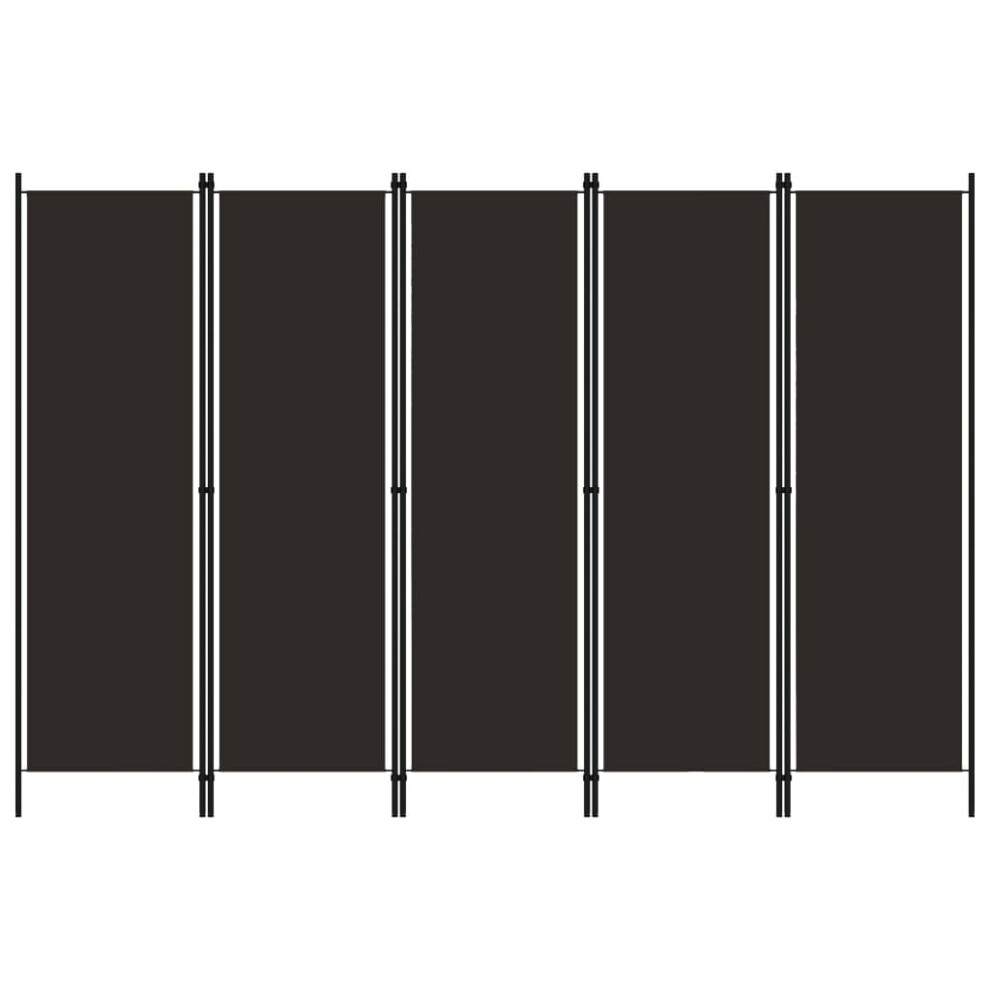 Vidaxl 5-Panel Room Divider Brown 250X180 Cm Wall Partition Screen Separator