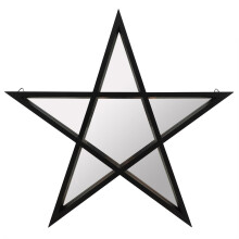Pentagram Star Shaped Wooden Frame Mirror - Wall Art - Black