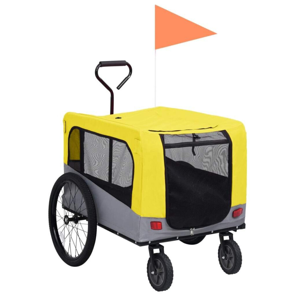 vidaXL 2-in-1 Pet Bike Trailer and Jogging Stroller Carrier Yellow and Grey