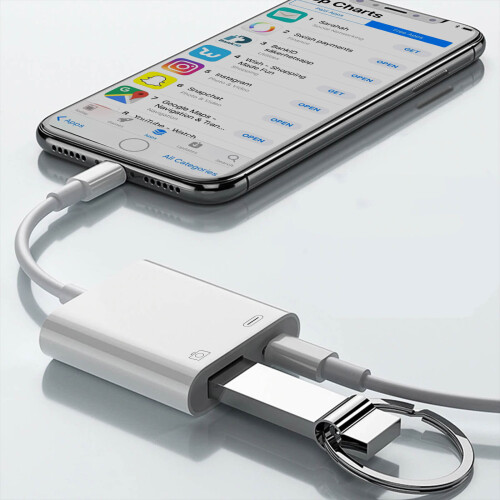 Compact Lightning Charge Adapter for IPhone/iPad Lightning to USB - White 2