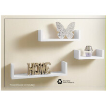 Set of 3 U Shape Floating Shelves Display Home Décor White -G-0001