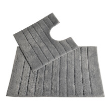 (Dove Grey) Allure Linear Rib 2pc Cotton Bath & Pedestal Mat Set