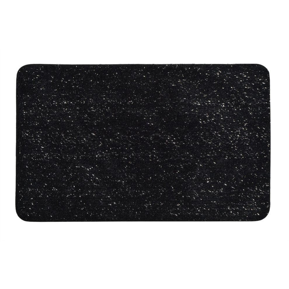 (Black) Allure Microfibre Sparkle Bling Bath Mat 50 x 80cm