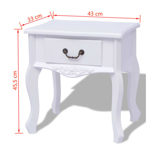 VidaXL vidaXL 2x Bedside Cabinets MDF White Nightstand Side End Table with a Drawer 1