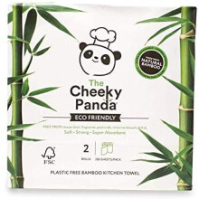 100% Bamboo Kitchen Towel, 2 rolls; 200 sheets (Cheeky Panda)