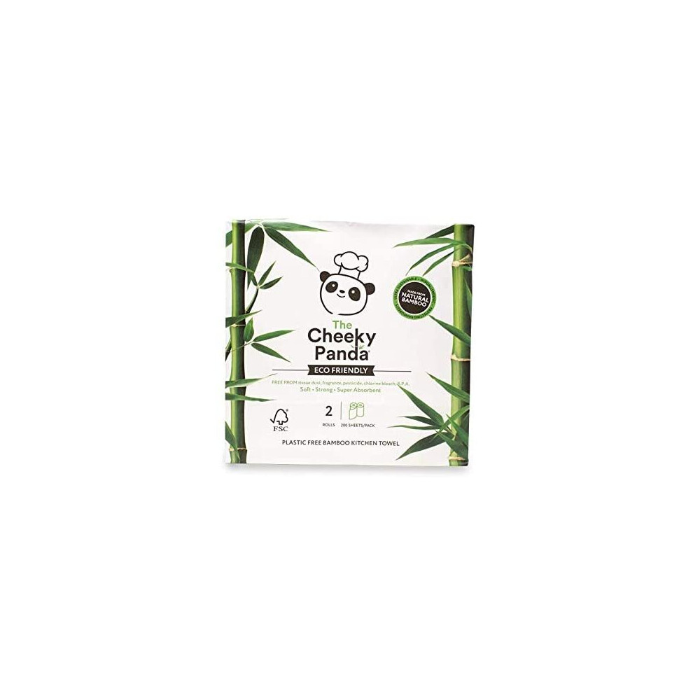 The Cheeky Panda 100% Bamboo Kitchen Towel, 2 Rolls; 200 Sheets (Cheeky Panda)