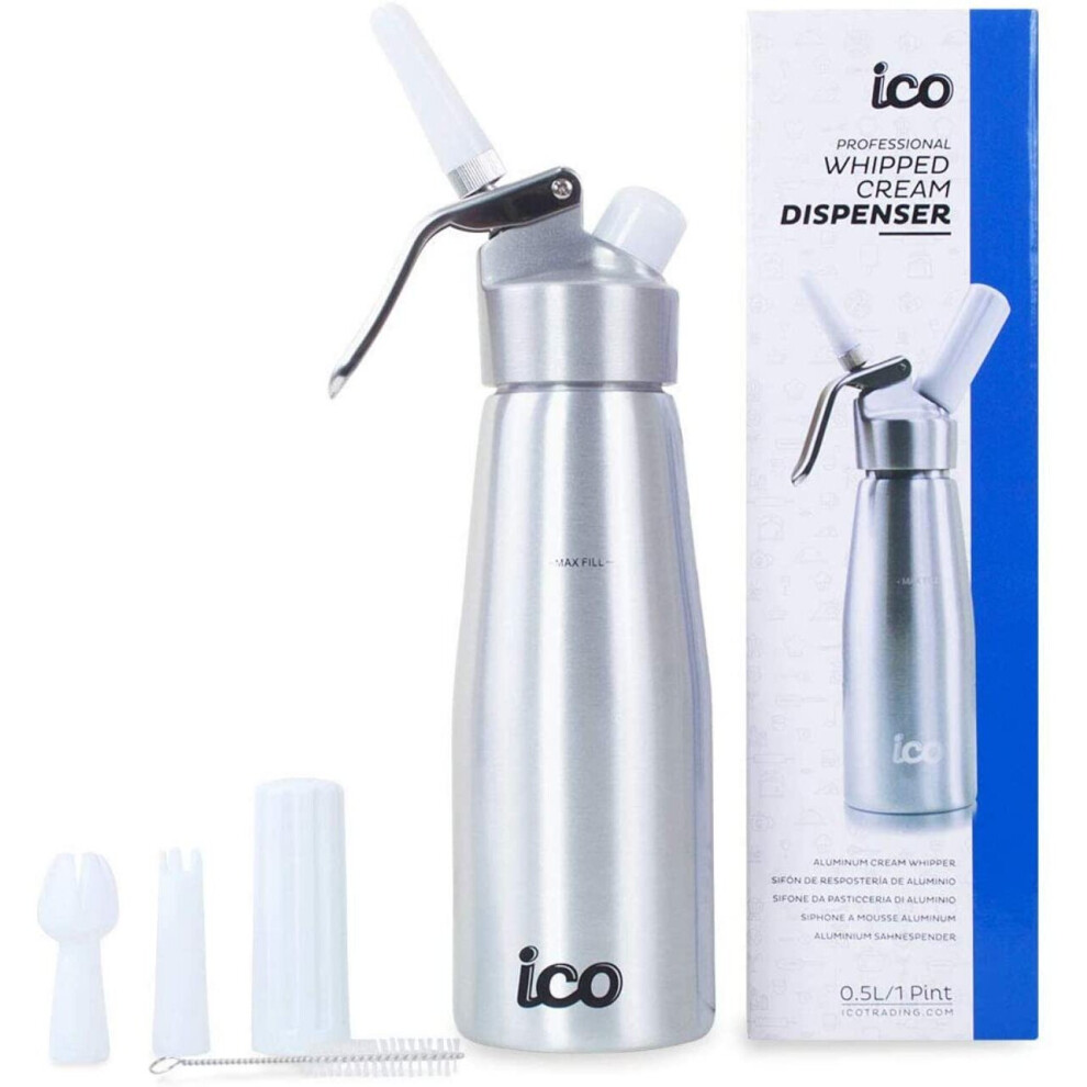 ICO - Professional Whipped Cream Dispenser (1 Pint, Silver)