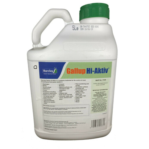 5 Litre GALLUP HIACTIV Strongest Ind Strength Glyphosate 490g/L Weed