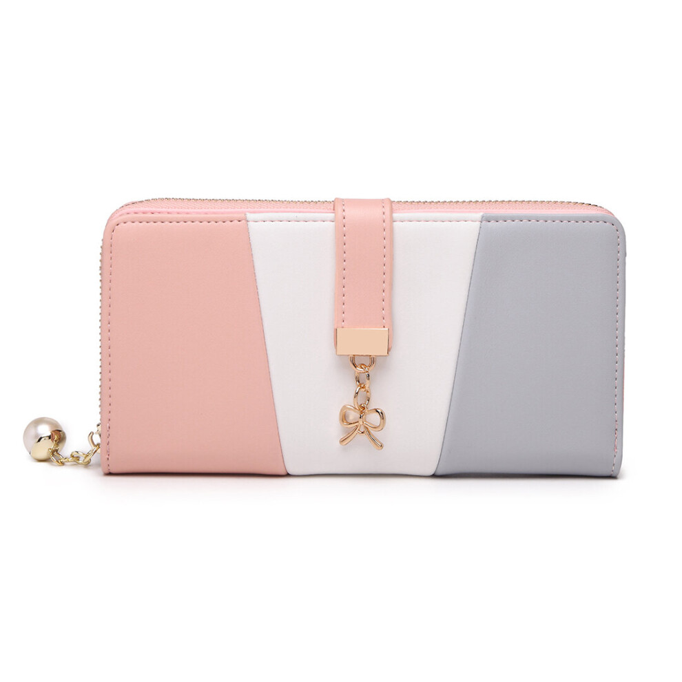 (Grey) Miss Lulu Tri Colour Women'S Leather Look Purse