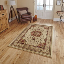 (280x380cm) Heritage 4400 Traditional Medallion Rugs in Cream Red Soft Powerloomed Mats
