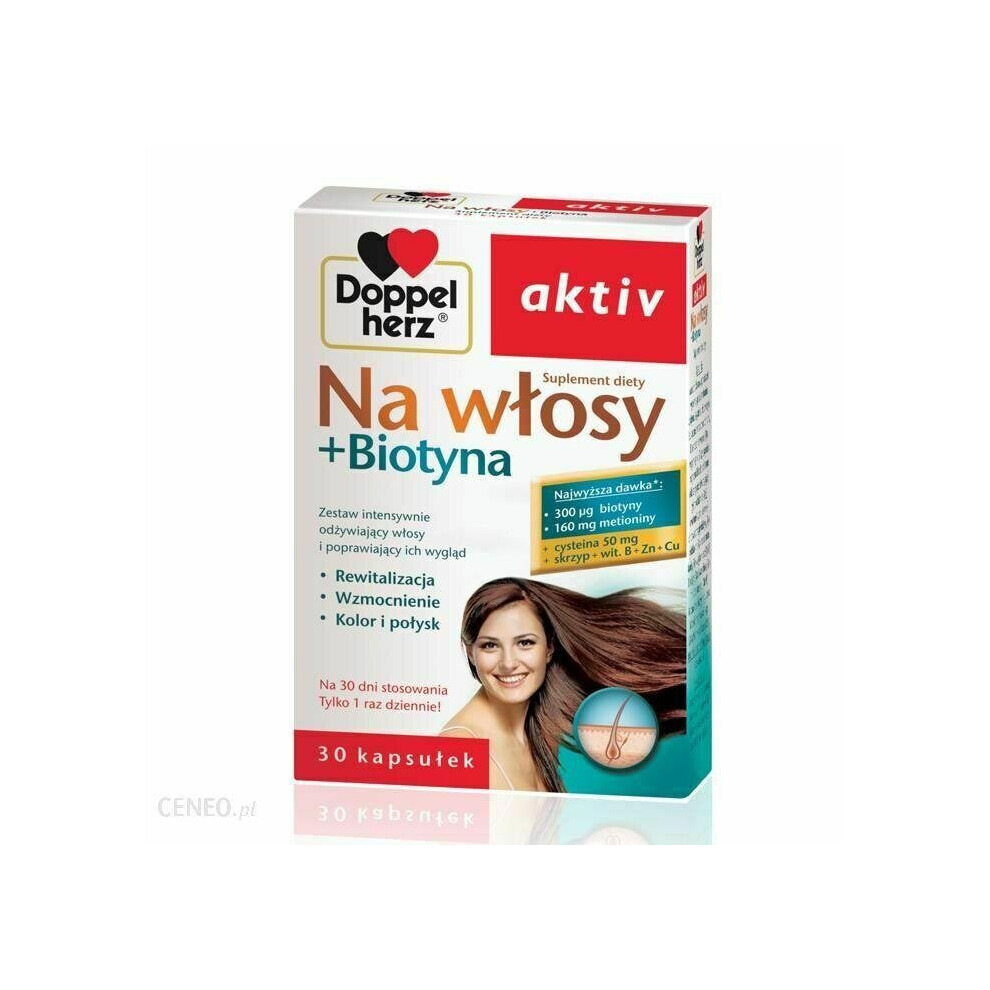 Doppelherz aktiv Na wlosy + Biotyna 30 kap biotebal biotyna maxi krzem avet