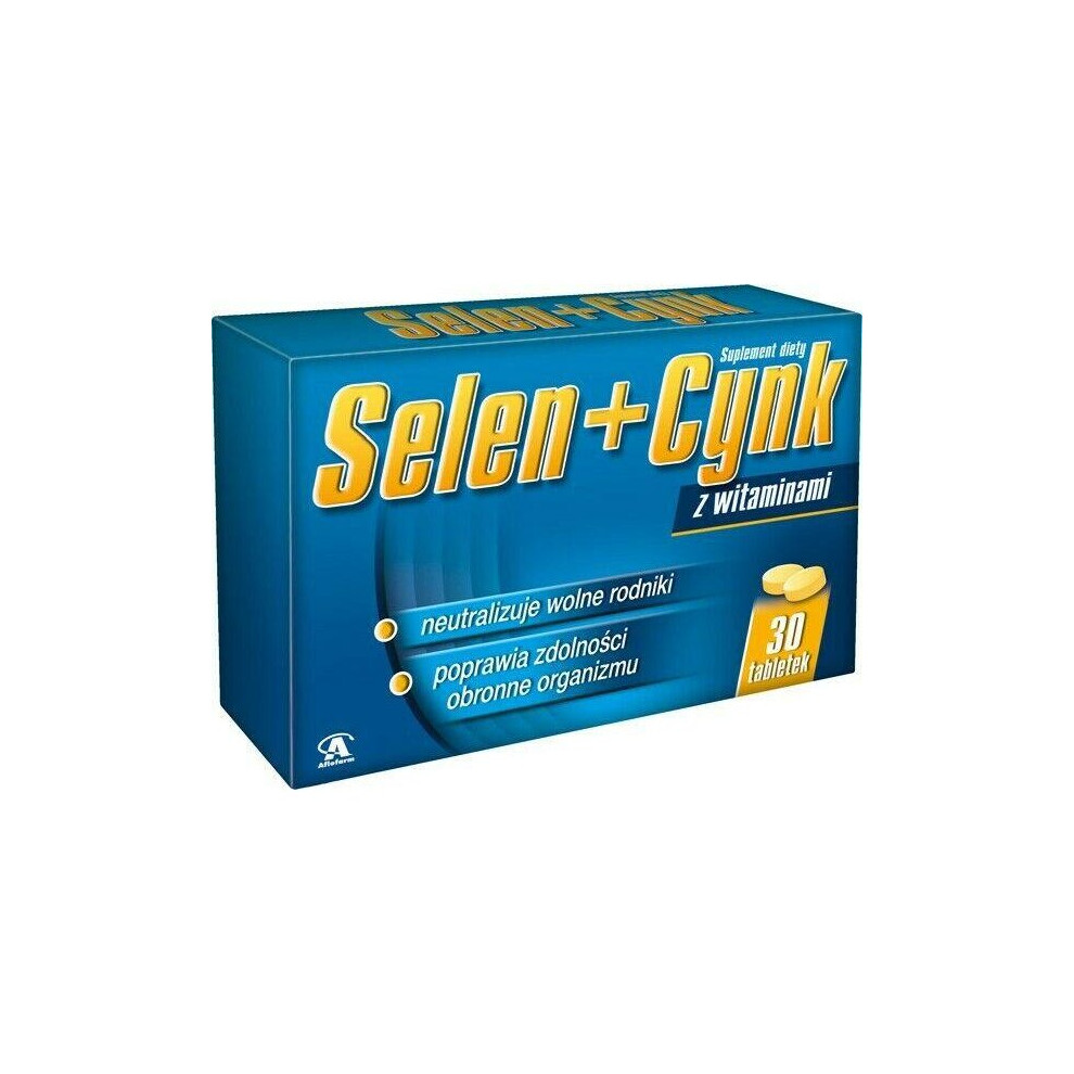 Sklep Polski Selen + Zinc 30 Tablets Neutralizes Free Radicals Improves The Body's Defenses