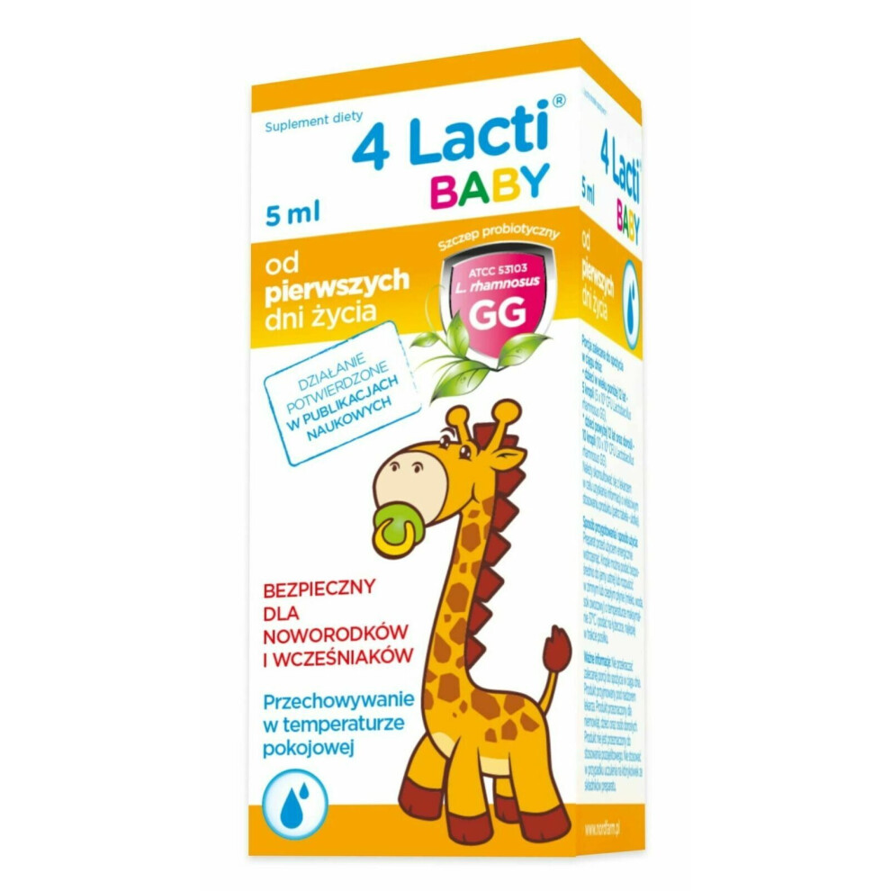 4Lacti Baby drops 5ml bloating colic abdominal pain for infants biogaia