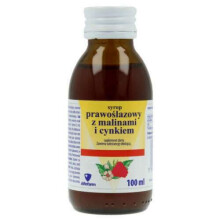 SYROP PRAWOSLAZOWY Z MALINAMI i CYNKIEM  RASPBERRIES and ZINC No sugar 100ml