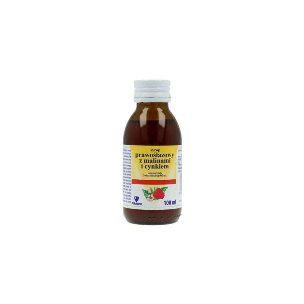 SYROP PRAWOSLAZOWY Z MALINAMI i CYNKIEM  RASPBERRIES and ZINC No sugar 100ml