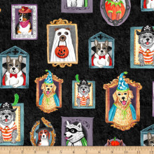 Fat Quarter Howl-O-Ween Halloween Dogs In Frames 100% Cotton Fabric