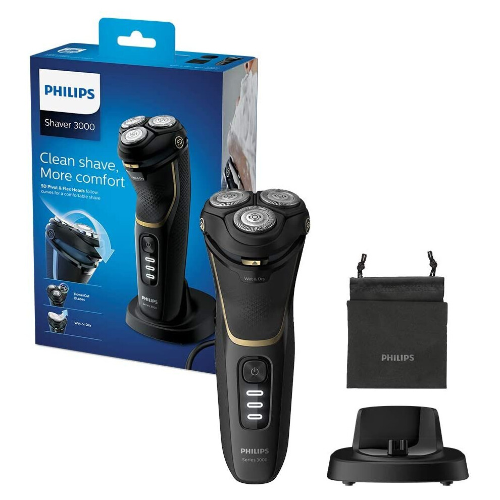 Philips Series 3000 Wet & Dry Rechargeable Electric Shaver 60 Minute Run - Black - Image 2