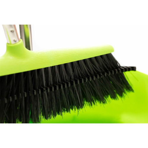 LONG HANDLED DUSTPAN AND BRUSH SET DUST PAN HANDLE BROOM GREEN 2