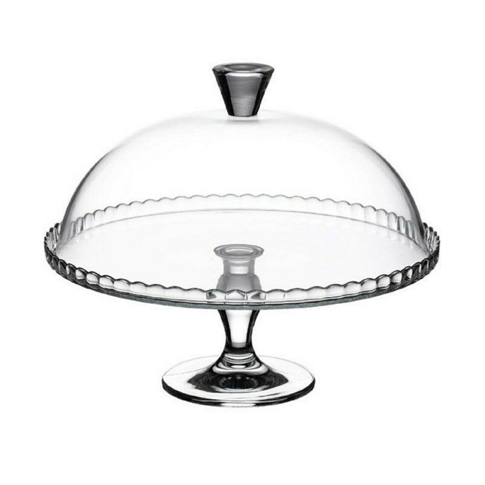 Pasabahce Clear Glass Cake Plate, Cupcake Display Footed With Dome Lid