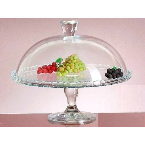 Pasabahce Clear Glass Cake Plate, Cupcake Display Footed With Dome Lid 2