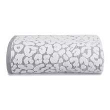 (Grey/White, Bath Sheet) Allure Luxury Jacquard Leopard Print Bath Towels