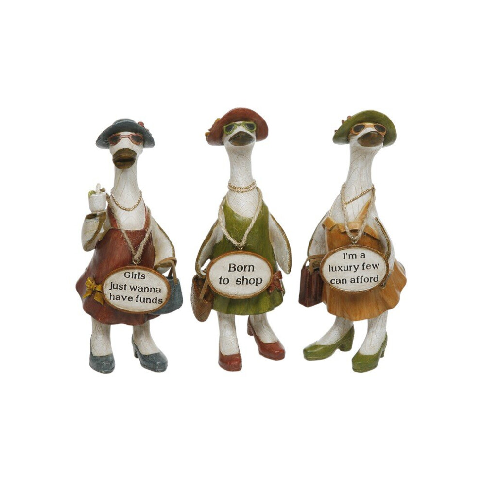 Complete Set of 3 Glam Girls Ducks ~ Fabulous Shabby Chic Ornaments