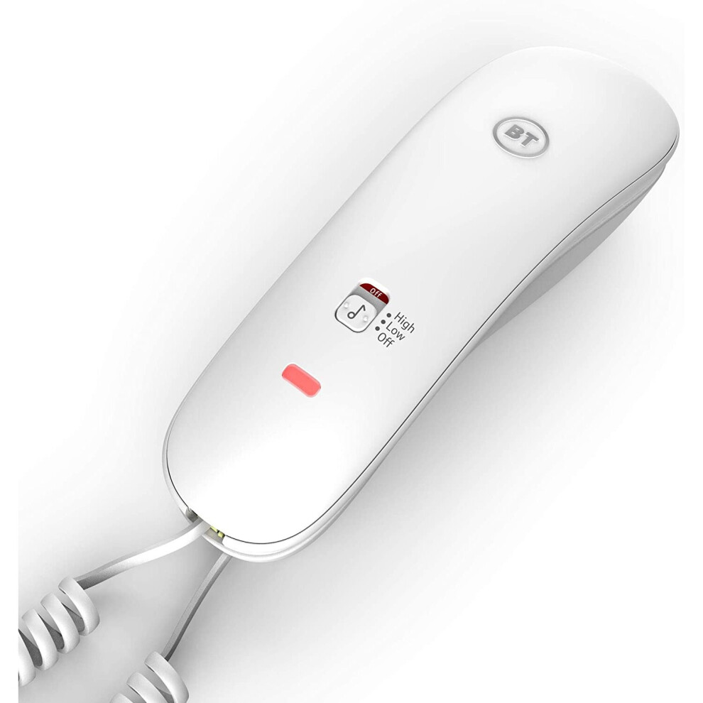 White Wall Mount Telephone Corded BT Landline Home Handset Phone Memory Mute