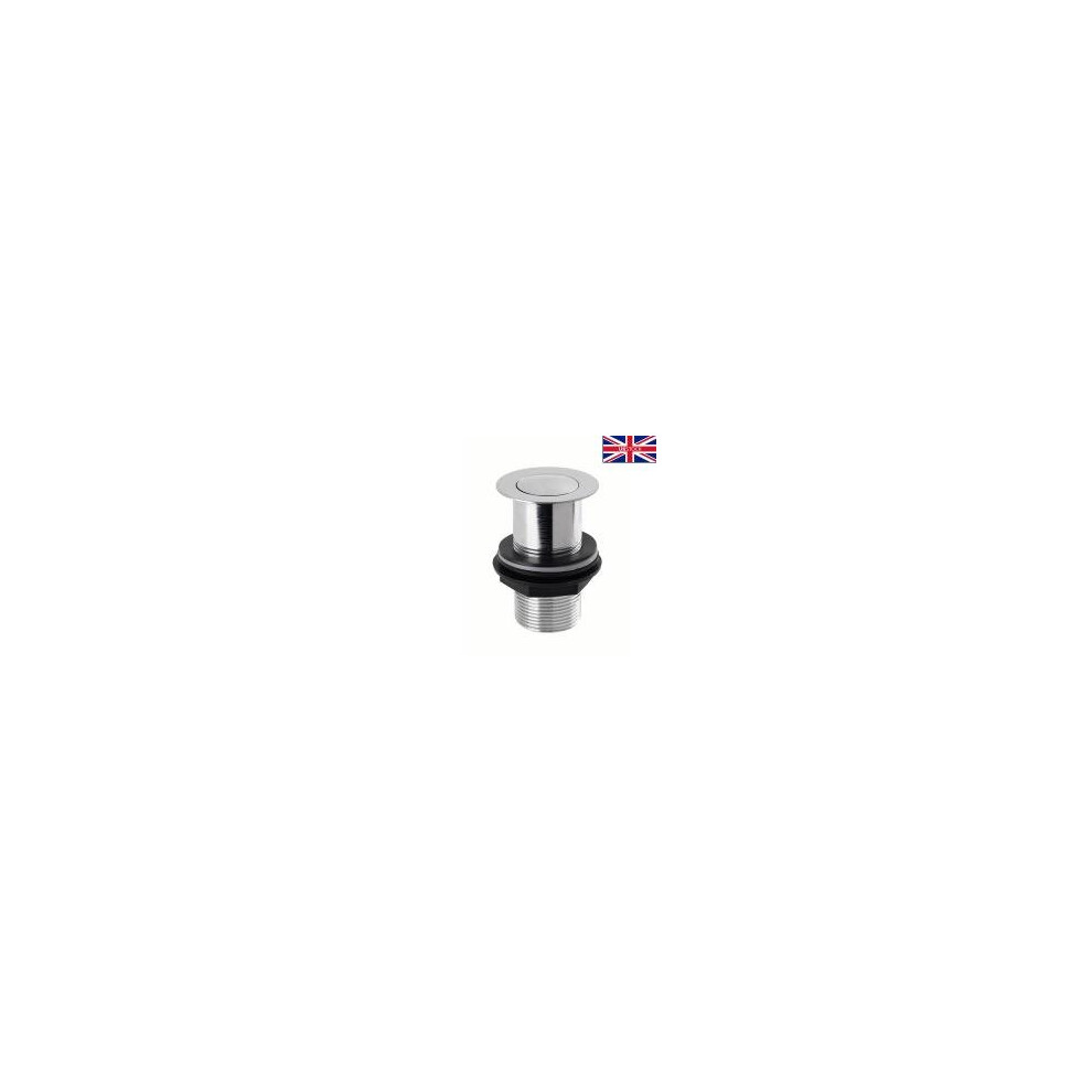 Chrome Bathroom Unslotted Click Clack Basin Sink Push Button Waste Pop Up Plug 5060651454053