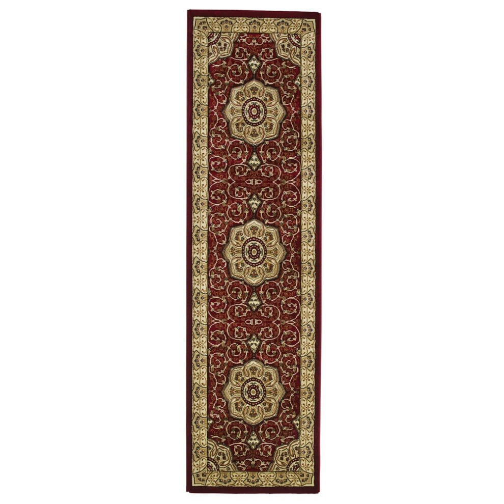 (67x240cm (Runner)	) Heritage 4400 Hallway Runners in Red Traditional Soft Powerloomed Mats