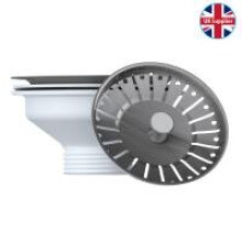Kitchen Sink Basket Strainer Waste &  Stainless Steel Plug Fitting 90mm