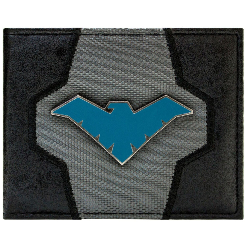 Arkham Knight Nightwing Suit Up Metal Badge Logo Blue Bi-Fold Wallet