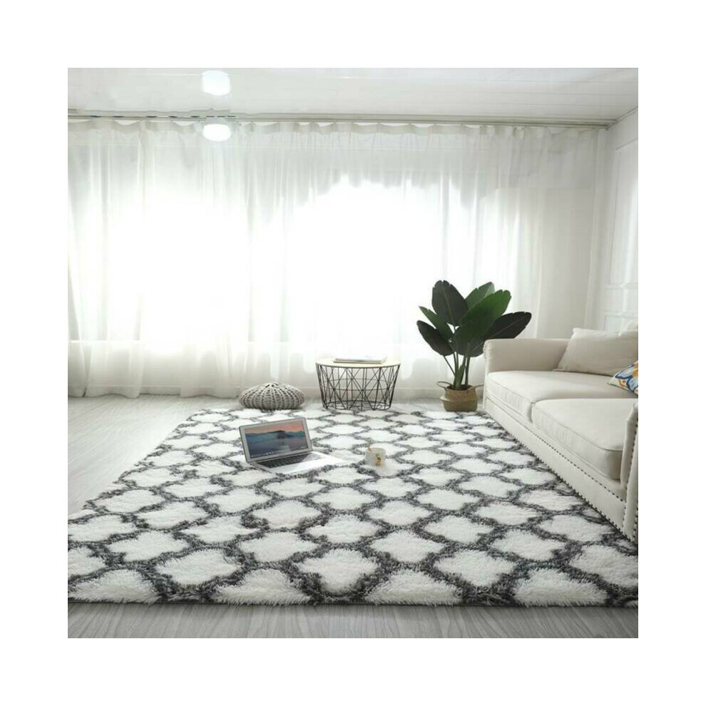 (White Background Grey Lantern, 50*160cm) Fluffy Rugs Modern SHAGGY RUG Soft Large Carpet Mat Living Room Floor Bedroom