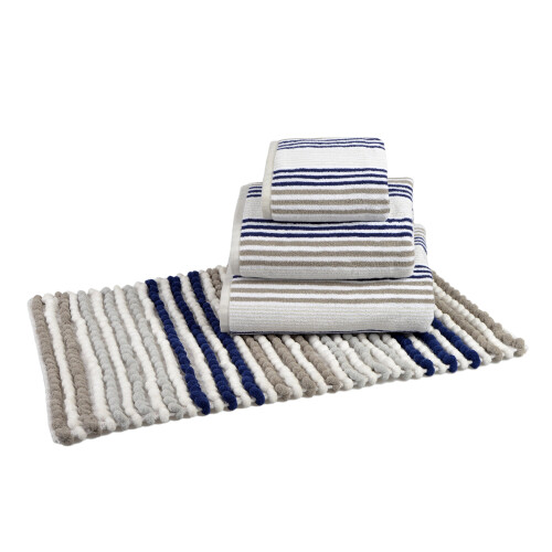 (Navy/Grey, Hand Towel) Allure Luxury Striped Bath Towels 2