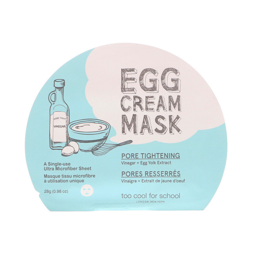 Too Cool For School Cream Egg Mask, Pore Tightening, 1 Sheet, 28G