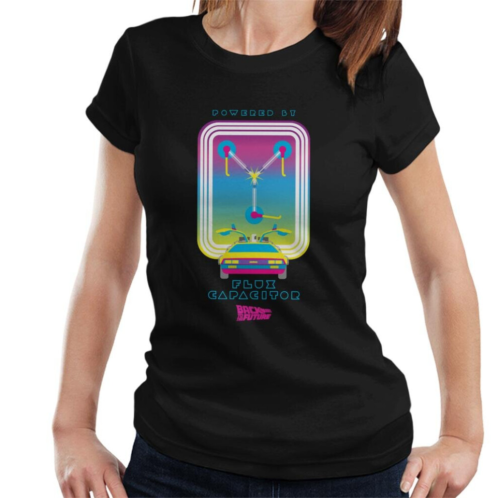 (2XL, Black) Back to the Future DMC Delorean Flux Capacitor Gradient Women's T-Shirt