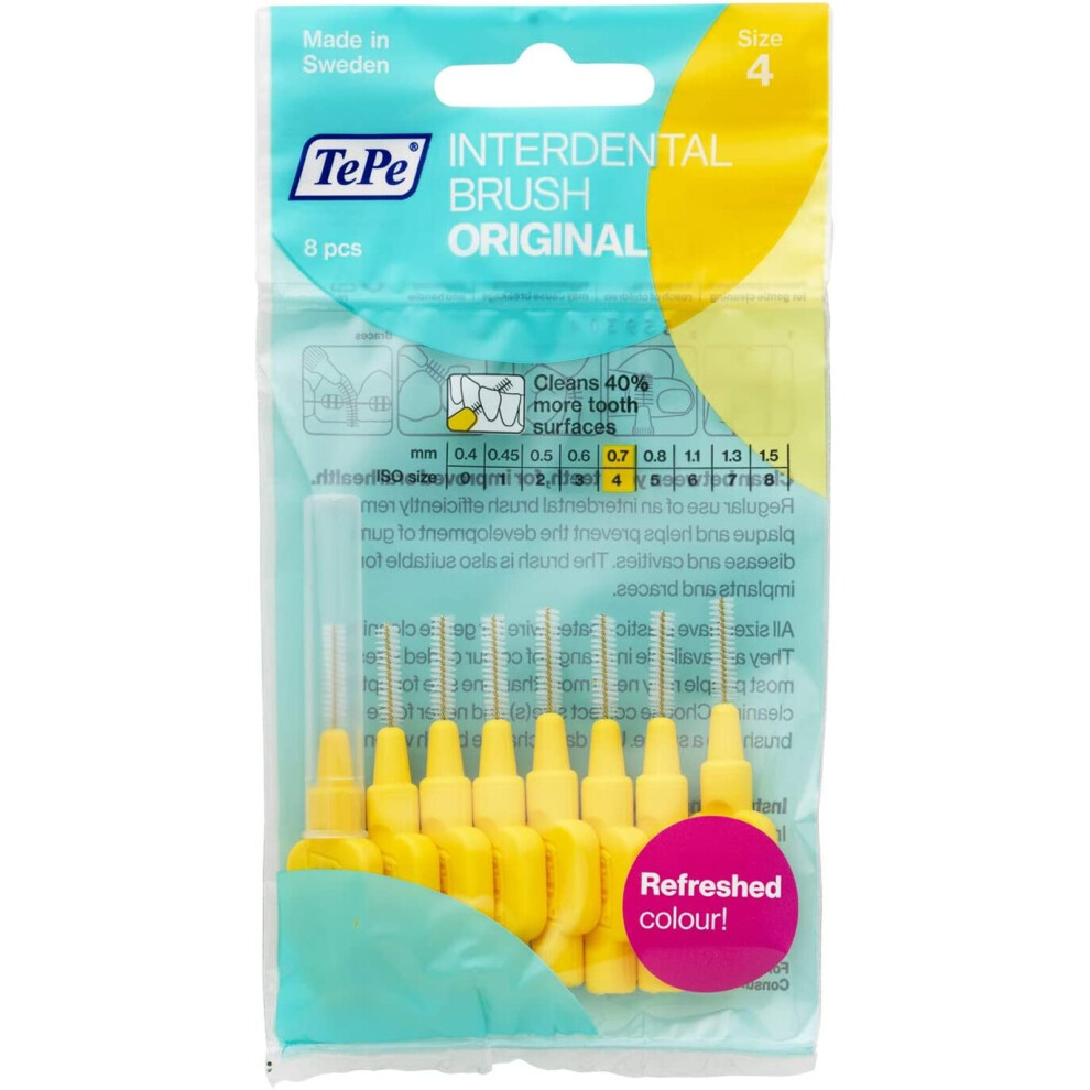 TePe Interdental Brushes 0.7 mm Size 4 original - Pack of 8