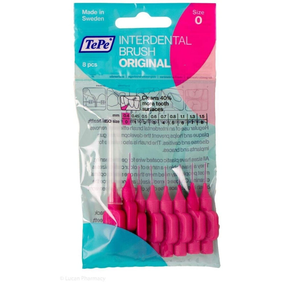 TePe Interdental Brushes Original Pink 0.4 mm - Pack of 8 brushes