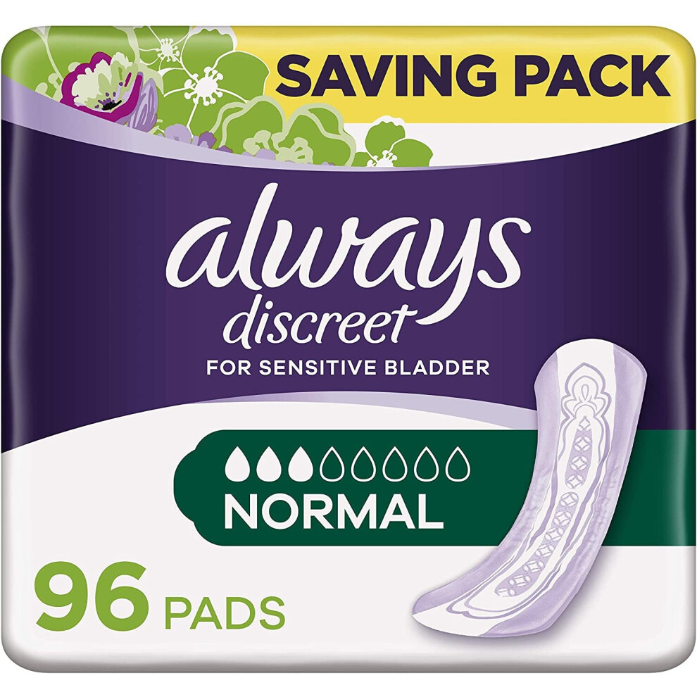 (96 Count) Always Discreet Incontinence Pads for Women