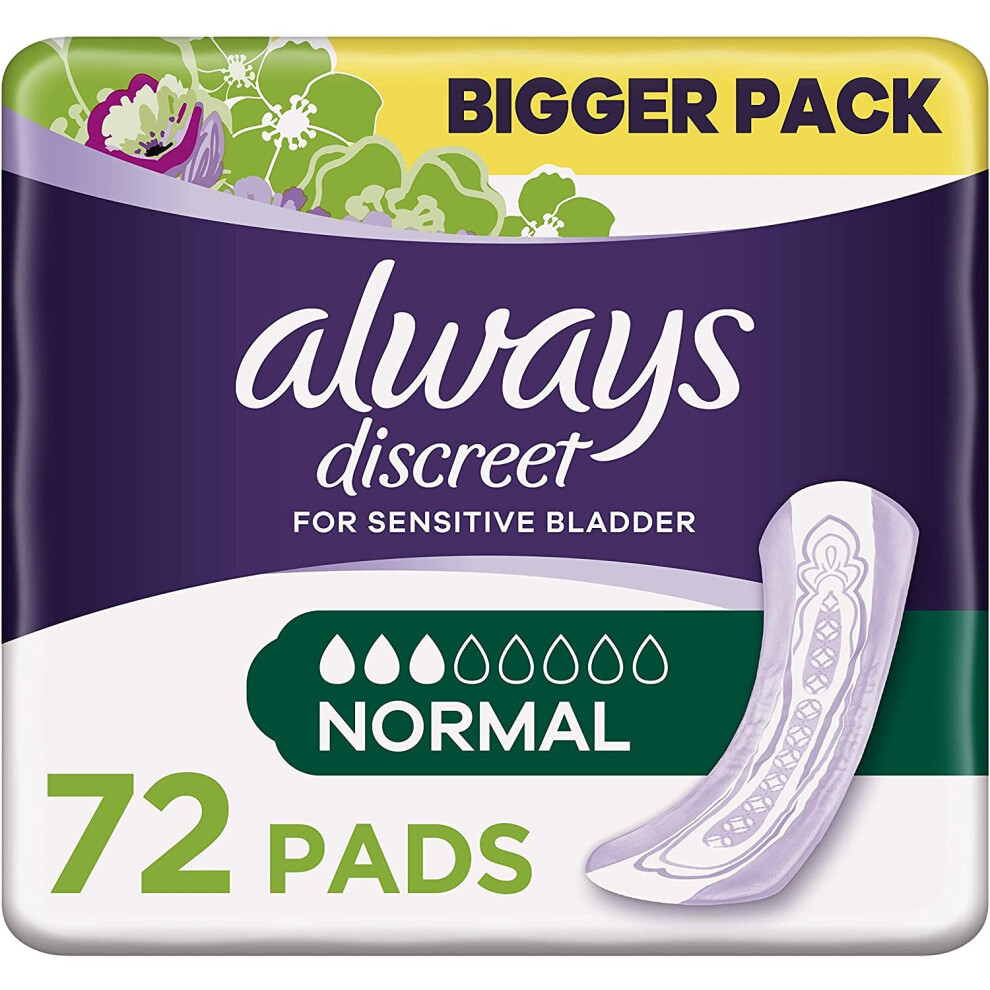 (72 Count) Always Discreet Incontinence Pads for Women